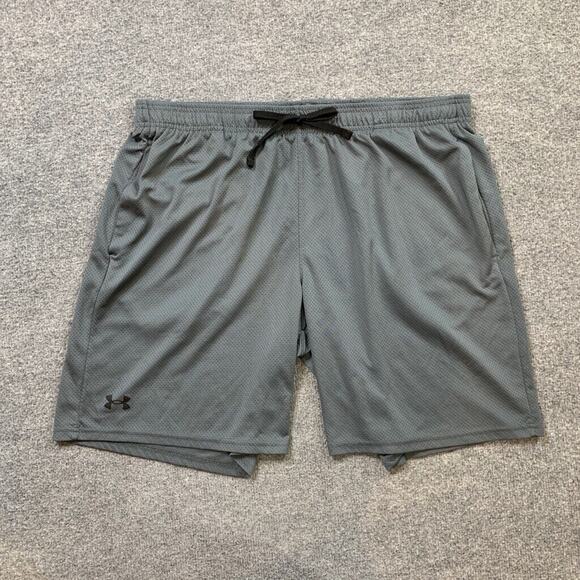 Under Armour Shorts Mens 2XL Grey Tech Lightweight Gym Train Exercise Running - Picture 2 of 11